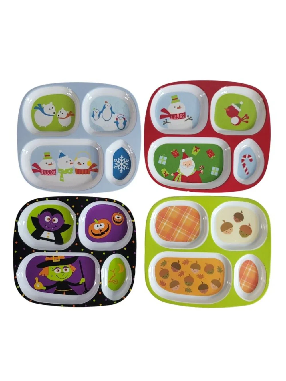 Target Holiday Melamine Divided Plates Set of 4 Halloween Thanksgiving Christmas